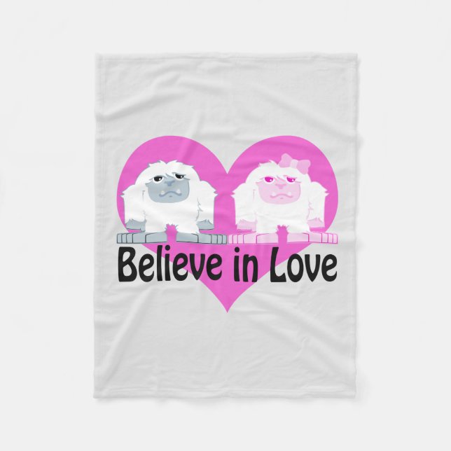 Cobertor De Velo Acredite no amor! Yetis Cute (Frente)