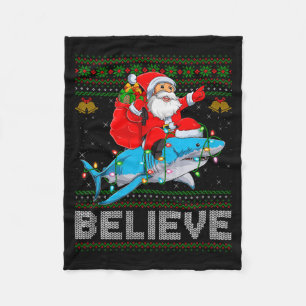 Cobertor De Velo Acredite no Natal Funny Santa Montando Tubarão Fei