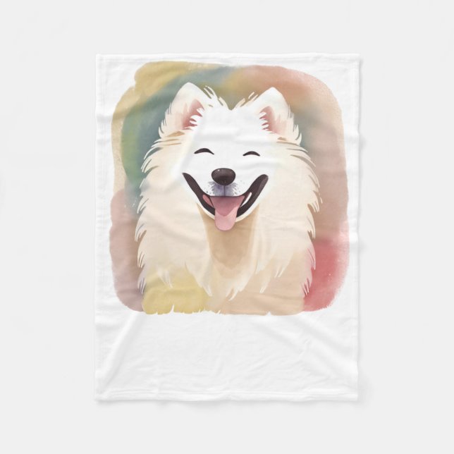 Cobertor De Velo Adesivo de Cachorro Samoyed Aquarela1  (Frente)