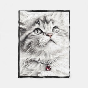 Cobertor De Velo Adesivo de desenho a lápis de gato realista 