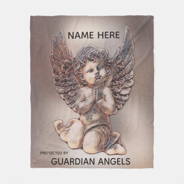 Cobertor De Velo Adição personalizada de nome Cherub Angel Blanket (Frente)