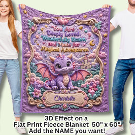 Cobertor De Velo Adicionar Nome Dragão Bebê Roxo Efeito 3D 