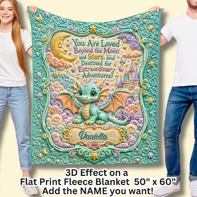 Cobertor De Velo Adicionar Nome Dragão Bebê Verde Efeito 3D (Criador carregado)