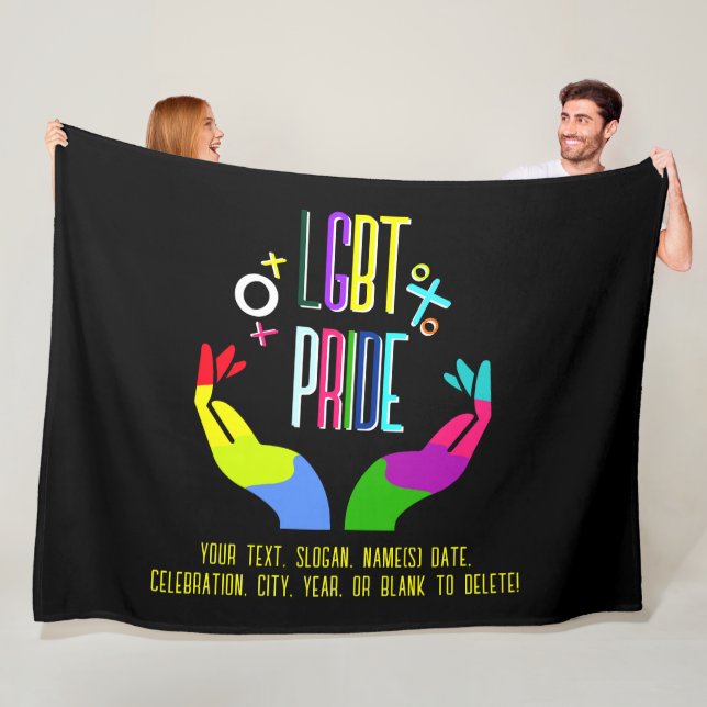 Cobertor De Velo Adicione Seu Texto, Orgulho LGBT Arco-Íris Mãos Ne (In Situ)