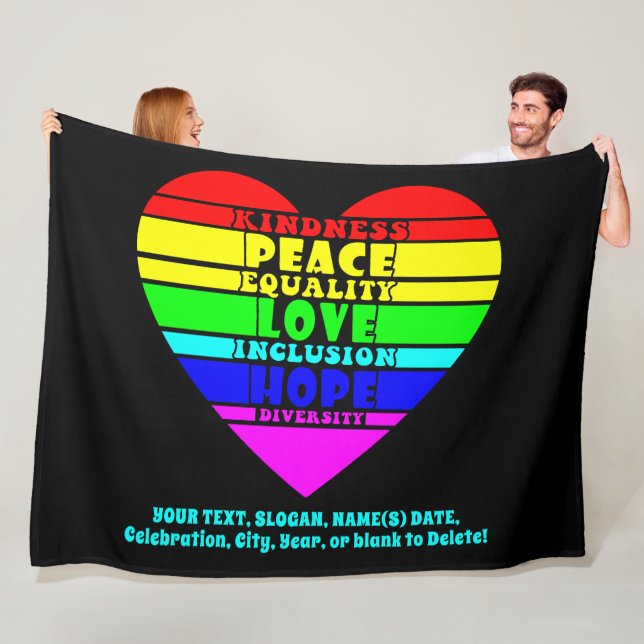 Cobertor De Velo Adicione Seu Texto, Rainbow Heart Peace Equality L (In Situ)