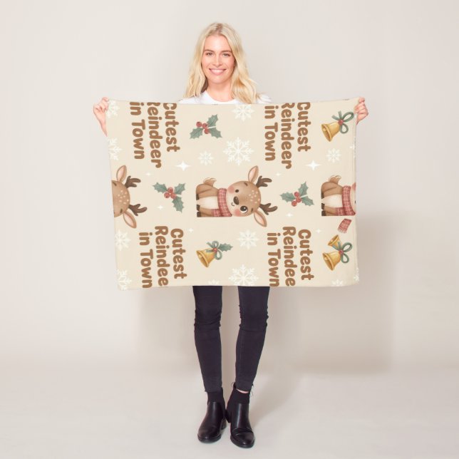 Cobertor De Velo Adorable Cutest Reindeer in Town Woodland X-mas (In Situ)