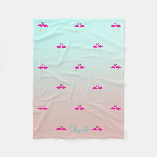 Cobertor De Velo Adoráveis Flamingos Rosa Apaixonados-Personalizado (Frente)