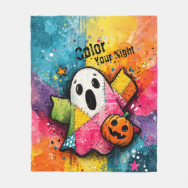 Cobertor De Velo Adorável Fantasma de Patchwork Arte Colorida de re