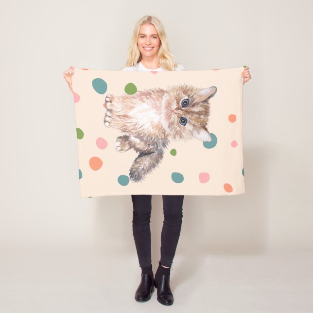 Cobertor De Velo Adorável gatinho, bolinhas de gatinho, rosa (In Situ)