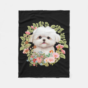 Cobertor De Velo Adorável Maltês Puppy em Blogue, amante Maltês de