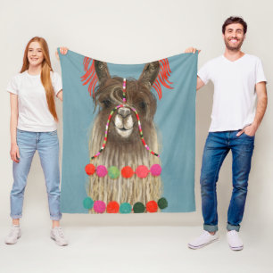 Cobertor De Velo Adorned Llama - Brown