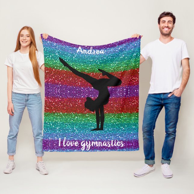 Cobertor De Velo Adoro a ginástica Rainbow Sparkle Fleece Blanket (In Situ)