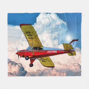 Cobertor De Velo Aeronave Pessoal Amarela Vermelha Com Seu Nome