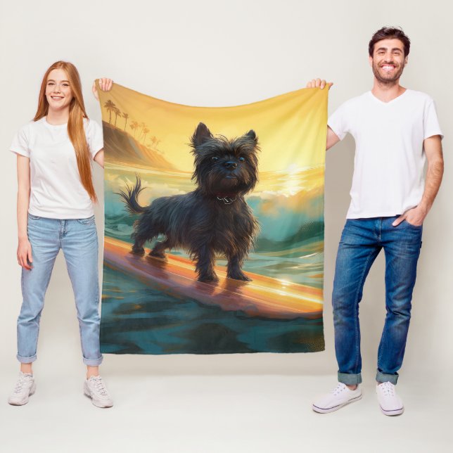Cobertor De Velo Affenpinscher Beach Surfing Painting (In Situ)