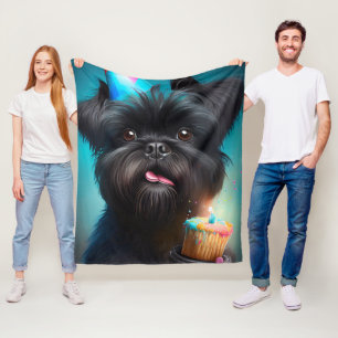 Cobertor De Velo Affenpinscher celebrando Balões de aniversário bol