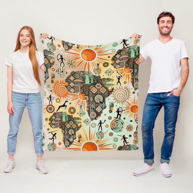 Cobertor De Velo Africa Map Decorative Tribal Elements Pattern (In Situ)