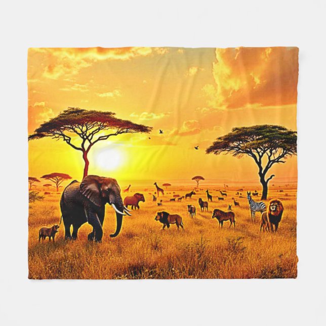 Cobertor De Velo African Sunset Safari Majestade Design (Frente (Horizontal))