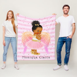 Cobertor De Velo Afro-Americana Pink Ballerina Angel Personalizada