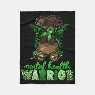 Cobertor De Velo Afro Messaging Leopard Fita Verde Saúde Mental
