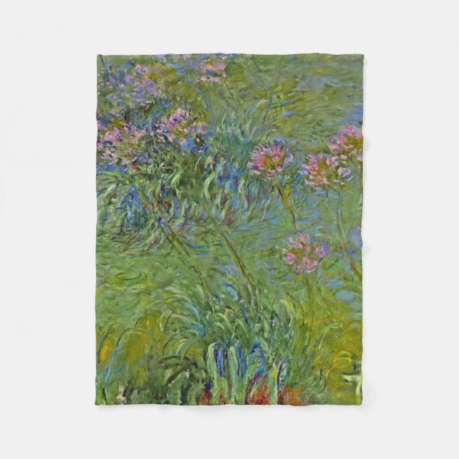 Cobertor De Velo Agapanthus Flowers (por Claude Monet) (Frente)