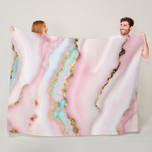 Cobertor De Velo Agate Marble Popular Coleção Dourada Rosa Azul Pop