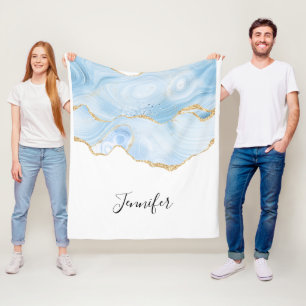 Cobertor De Velo Agato Azul Legal Elegante com Faixa Brilhante Dour