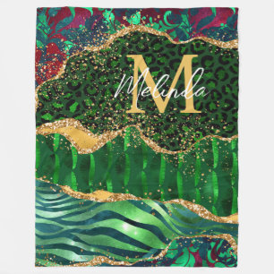 Cobertor De Velo Agato de Impressão Animal Safari Verde
