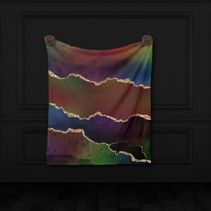 Cobertor De Velo Agato Escuro Intenso Moody Rainbow Jewel Tone