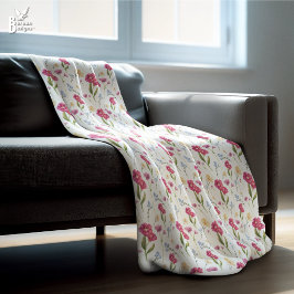 Cobertor De Velo Água-forte Floral Rosa de Flor Silvestre