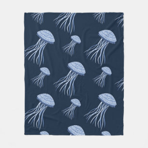 Cobertor De Velo Água-viva Azul Elegante Padrão Sem Costura   Coste