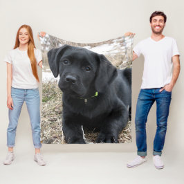 Cobertor De Velo Aguardando Primavera - Labrador Puppy - Preto Lab