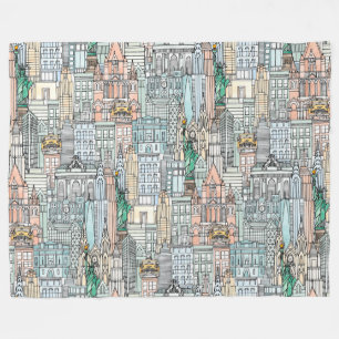 Cobertor De Velo Aguarela de New York