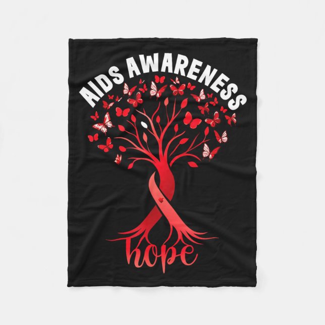 Cobertor De Velo Aids_hiv Awareness World Aids Day Red Ribbon Hope  (Frente)