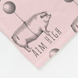 Cobertor De Velo Aim High Cute Pig and Balloon Inspirational