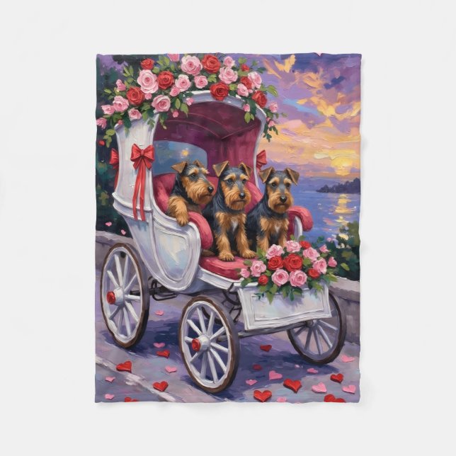Cobertor De Velo Airedale Dog Valentine's Day  (Frente)