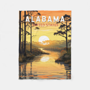 Cobertor De Velo Alabama Viagem Art Vintage