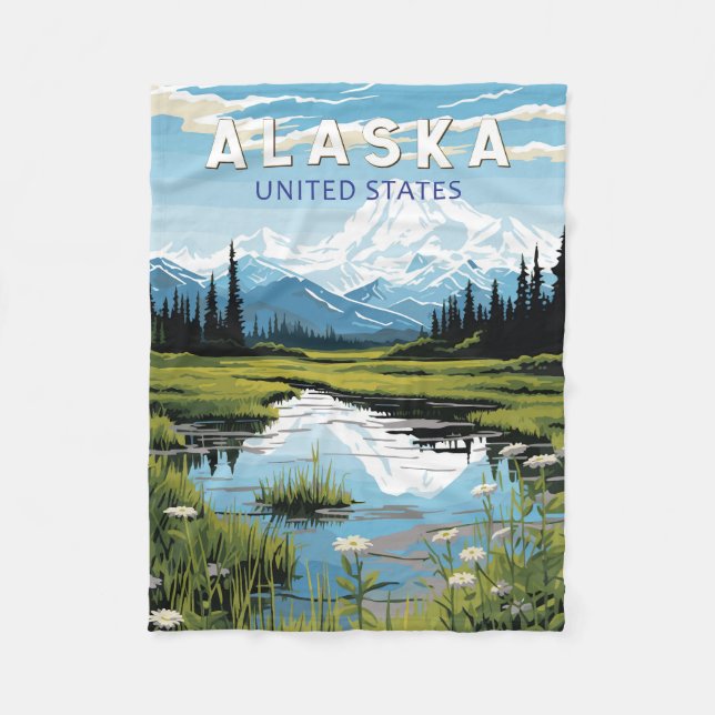 Cobertor De Velo Alaska Viagem Art Vintage (Frente)