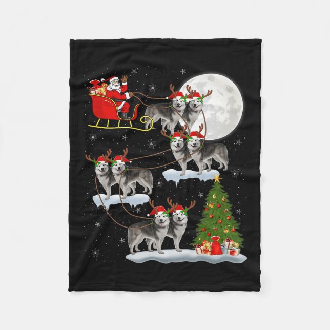 Cobertor De Velo Alaskan Malamute Dog Santa Sleigh Flying Funny Chr (Frente)