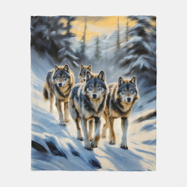 Cobertor De Velo Alaskan Wild Wolf Pack (Frente)