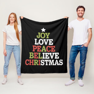 Cobertor De Velo Alegria Amor Paz Acredite Árvore de Natal Família 