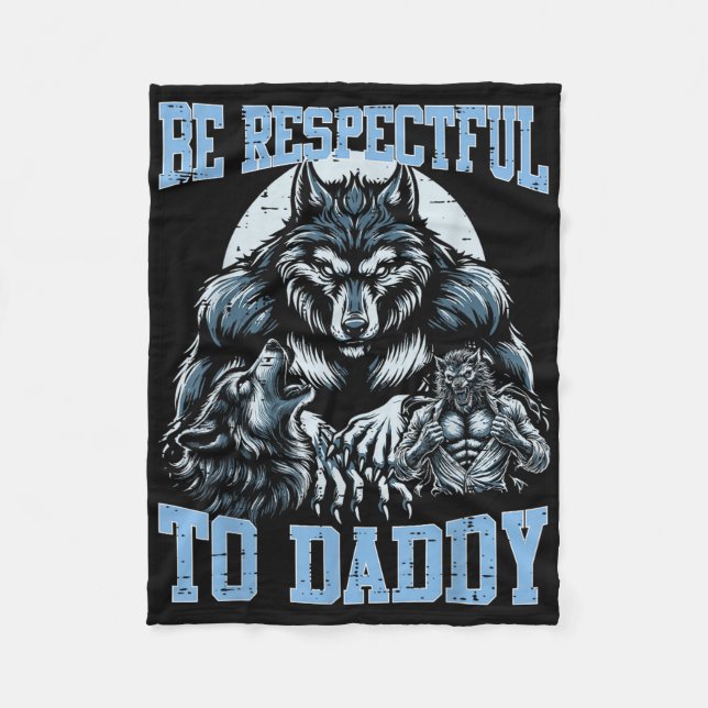 Cobertor De Velo Alfa Wolf Respeite O Pai Engraçado Meming (Frente)