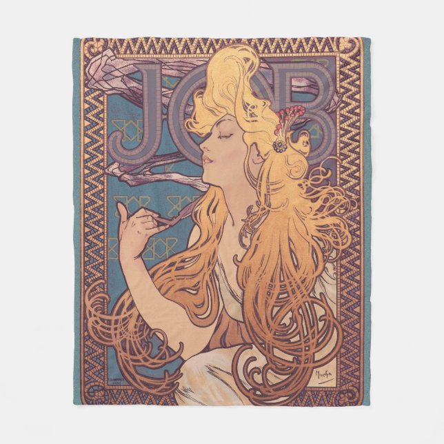 Cobertor De Velo Alfonse Mucha Job Art Nouveau mulher (Frente)