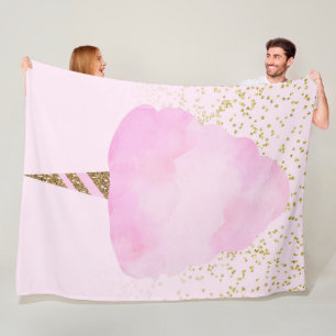 Cobertor De Velo Algodão Doce Rosa & Brilho Dourado Diversão Capric