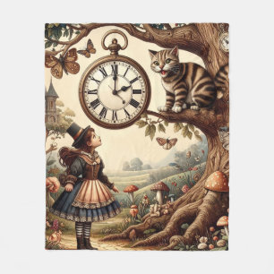 Cobertor De Velo Alice & Gato de Cheshire: Fantasia Caprichosa do P