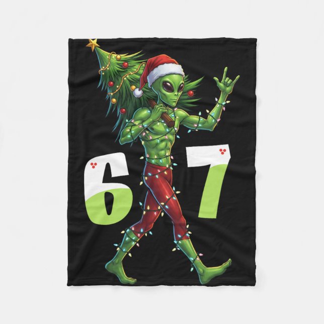 Cobertor De Velo Alienígena engraçado de Natal Seis Sete Meme 67 Ch (Frente)