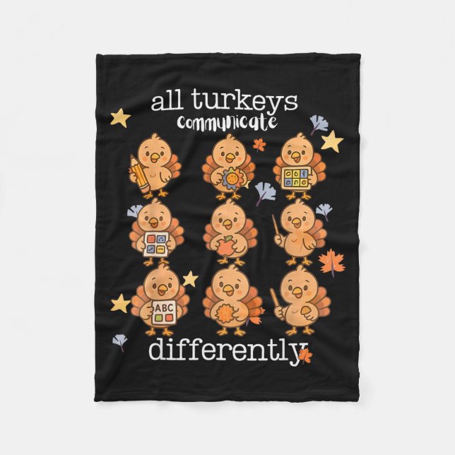Cobertor De Velo All Turkeys Communicate Differently Thanksgiving A (Frente)