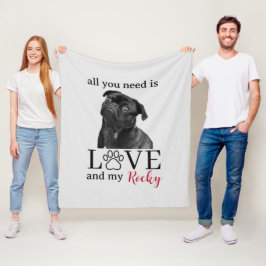 Cobertor De Velo All You Need Is Love and My Dog – Custom Pet Name