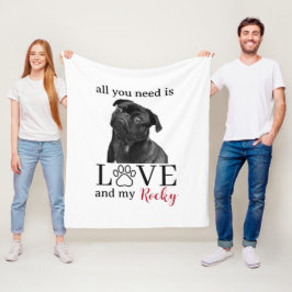 Cobertor De Velo All You Need Is Love and My Dog – Custom Pet Name