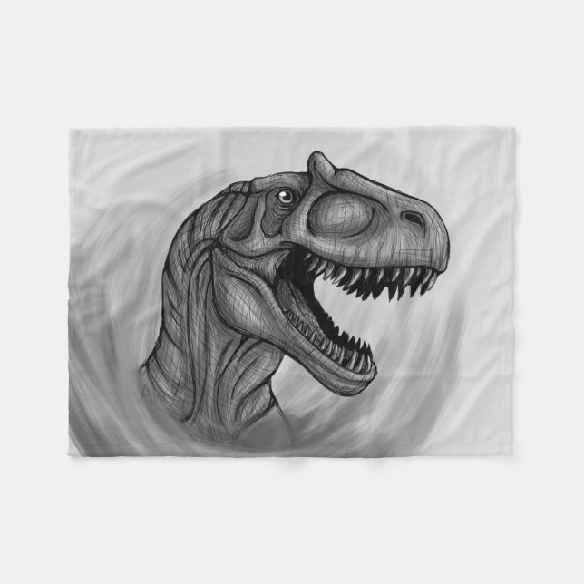 Cobertor De Velo Allosaurus Sketch (Frente (Horizontal))