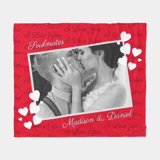 Cobertor De Velo Almas Gêmeas Eu Te Amo Foto Personalizada Romântic (Frente (Horizontal))